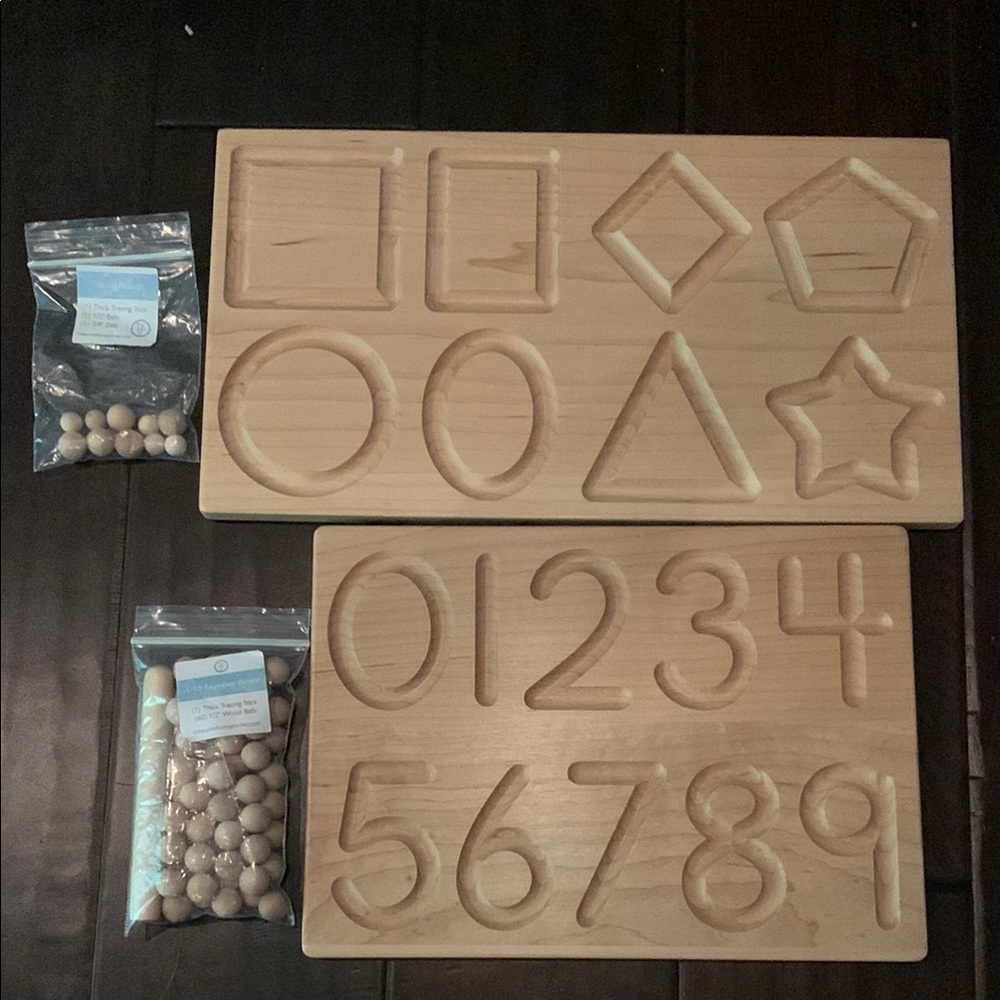 Wooden Shape, Pre-writing, and Number Learning Toy Set